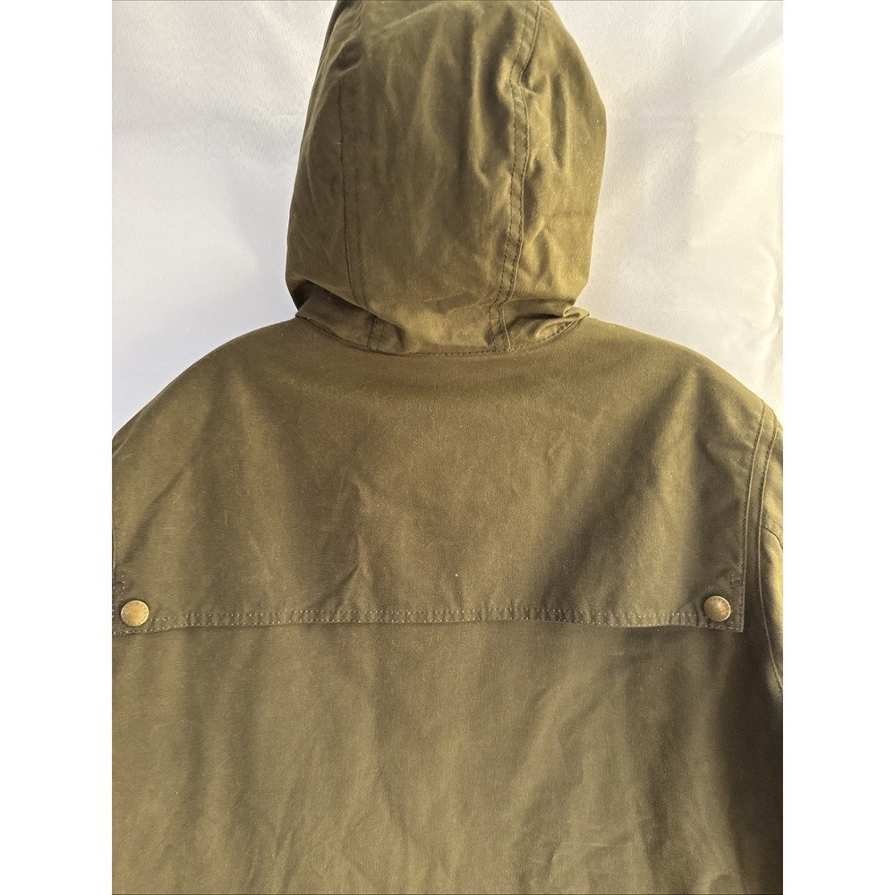 Barbour Thornproof Waxed Cotton Toggle Jacket Olive Green Hooded Mens Large - Picture 6 of 16
